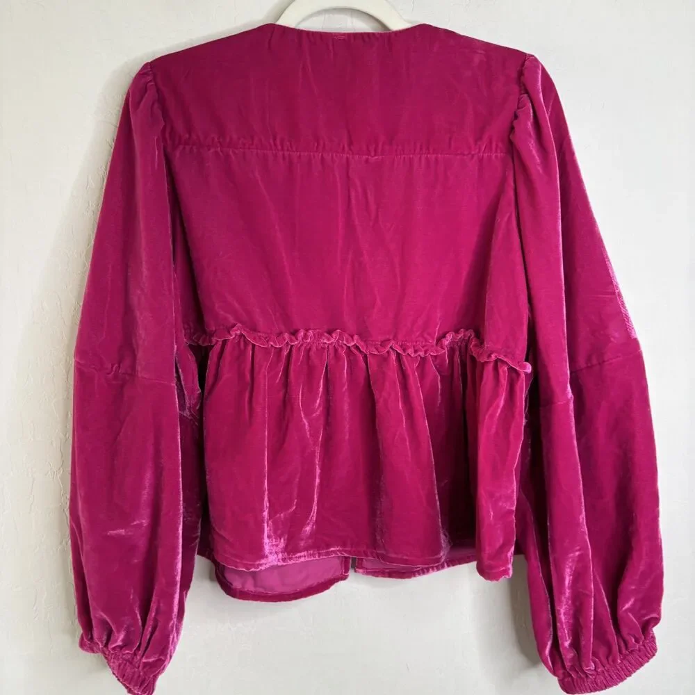 Free People Brunch Babe Velvet Blouse